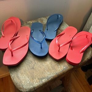 Bright Red and Navy Flip Flop Set - Classic Thong Sandals